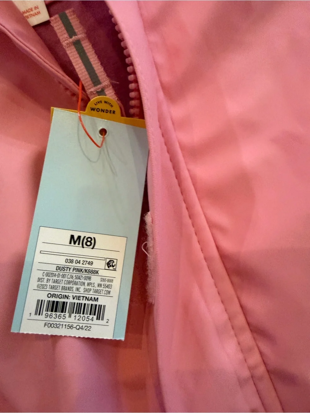 Cat & Jack Girls Pink Hooded Rain Jacket NWT Size M (8) Waterproof - Picture 8 of 9